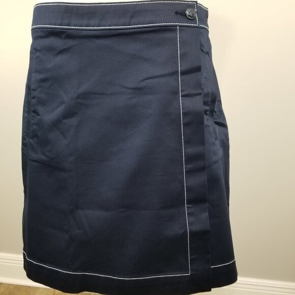 Tommy Hilfiger Size 4 Skirt A-Line Navy Faux Wrap Contrast Embellished Nautical - Picture 2 of 8